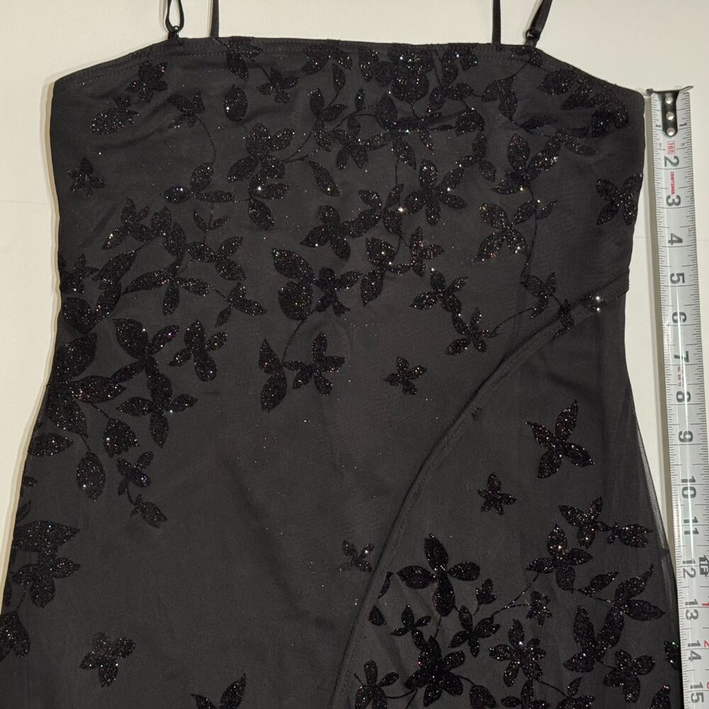 Vtg Y2K Velvet Burnout Floral Dress SzM Sparkle Sheer Stretch Whimsigoth Witchy - Picture 12 of 16